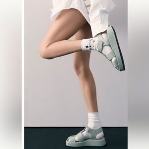 Pilcro Platform Fisherman Leather Green Women's Sandals